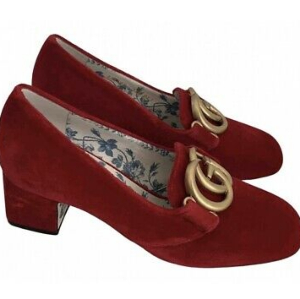 Gucci Malaga Velvet Heels Loafers Mules Shoes Size 34… Gem